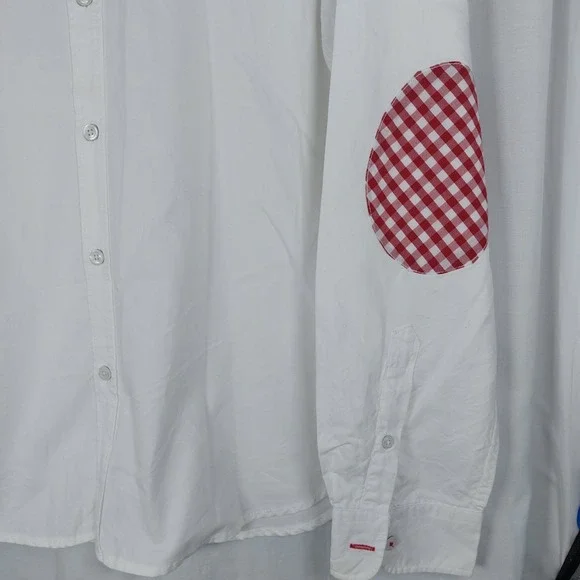 Springfield Unique Org. Button Up Shirt Mens XL White Red Check Patch L/S Casual - Picture 4 of 5